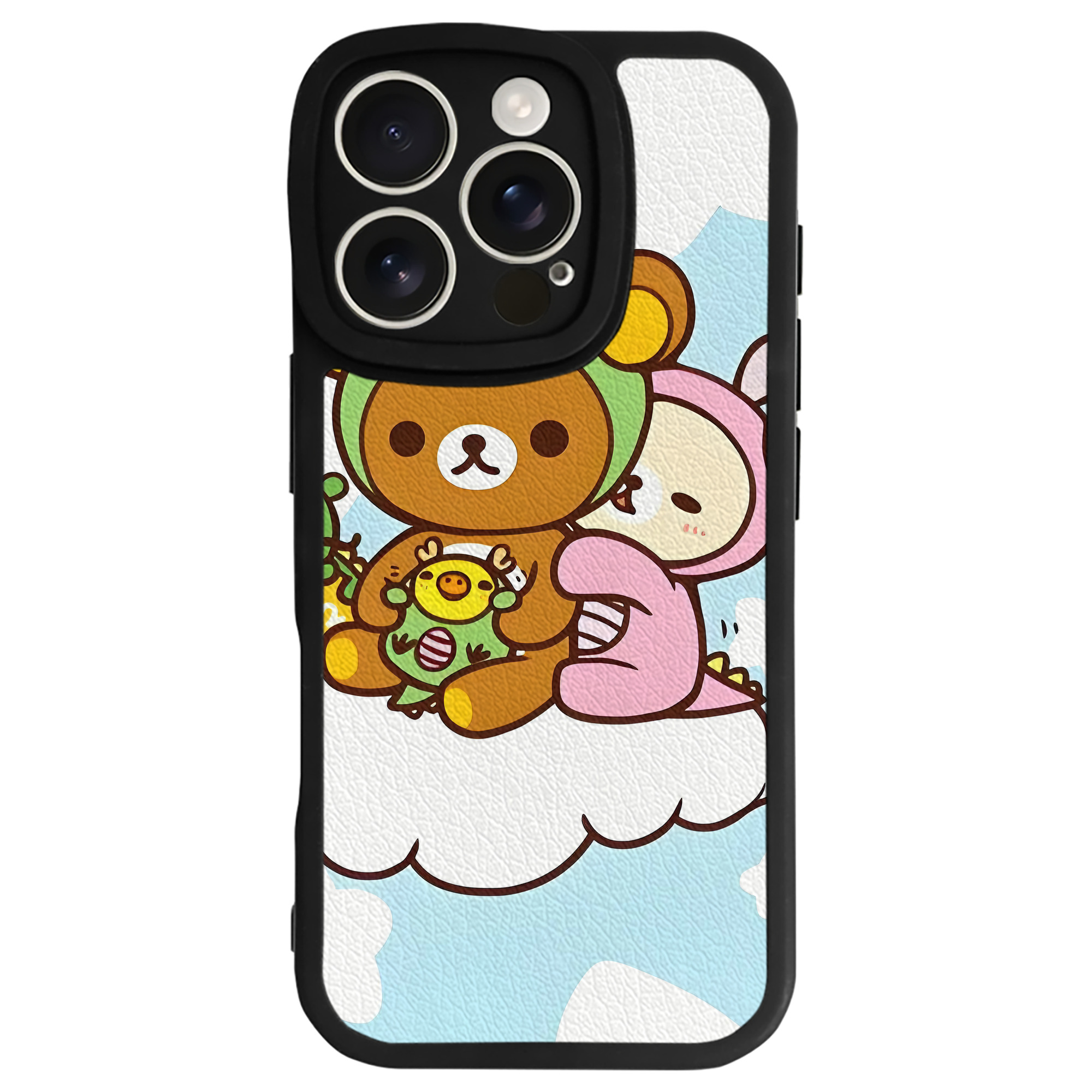 （画像用） リラックマ リラックマ キイロイトリ Rilakkuma Korilakkuma Kiiroitori 【iPhone 16シリーズ対応】シリコンスマホケース（レザー調） 材質：シリコン